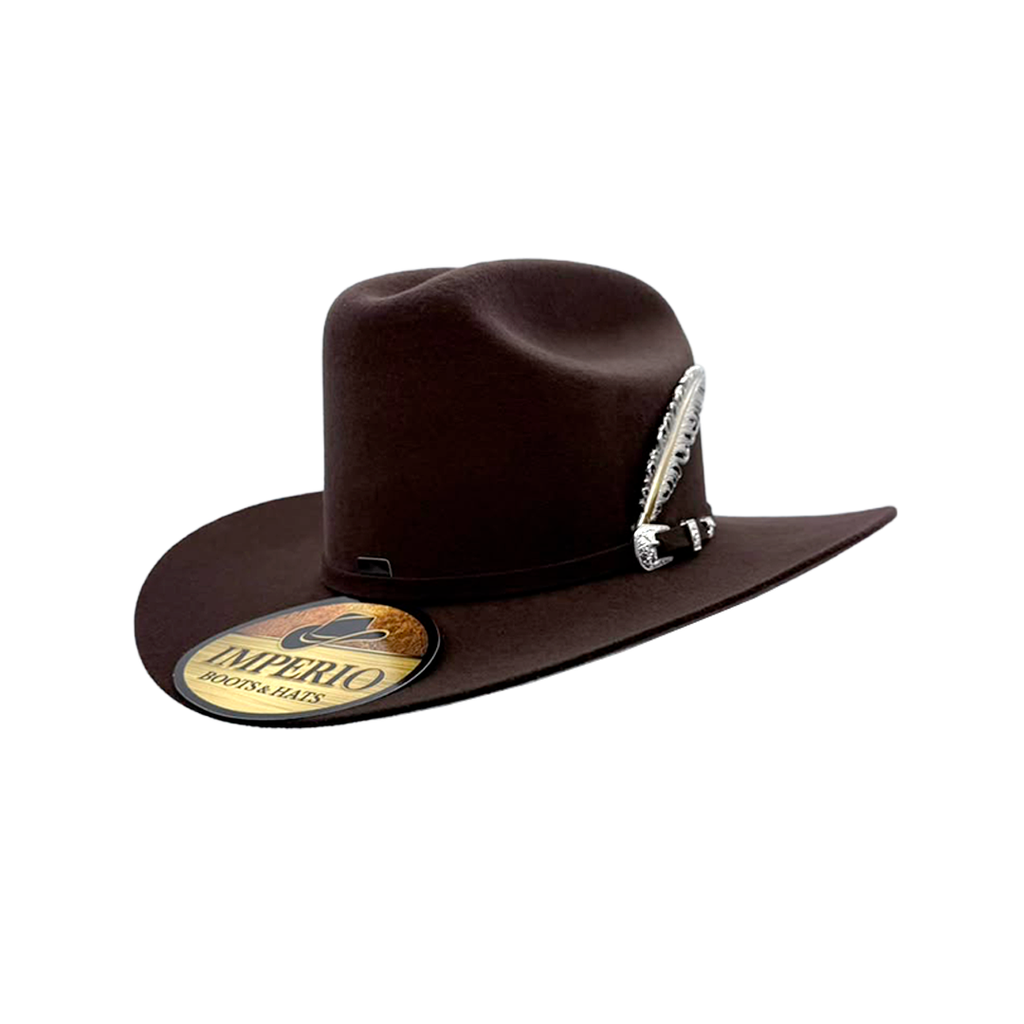 Texana Imperio® 100X Chocolate – Lana Fina con Ala Plana 8 cm