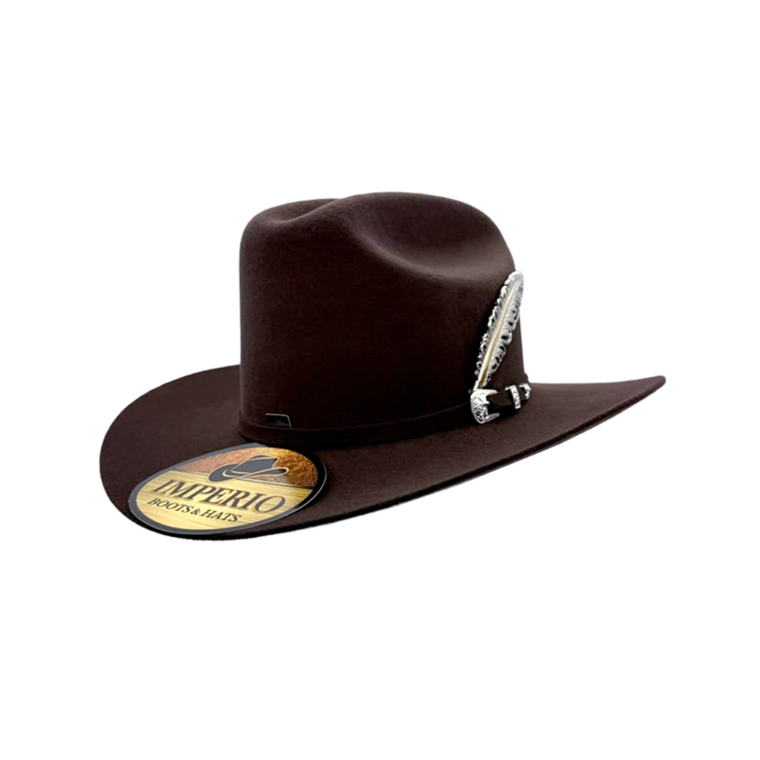 Texana Imperio® 100X Chocolate – Lana Fina con Ala Plana 8 cm