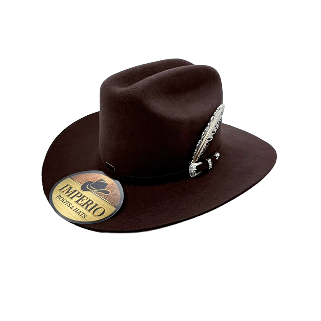 Texana Imperio® 100X Chocolate – Lana Fina con Ala Plana 8 cm