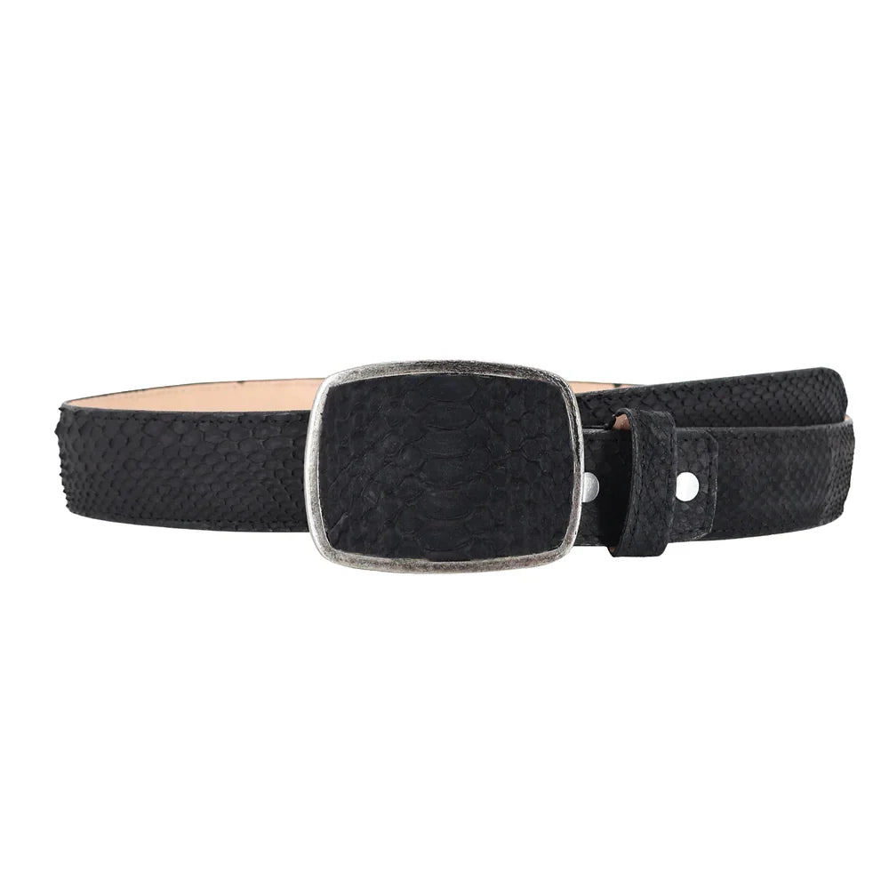 CINTO HOMBRE PITÓN NEGRO NOBUCK