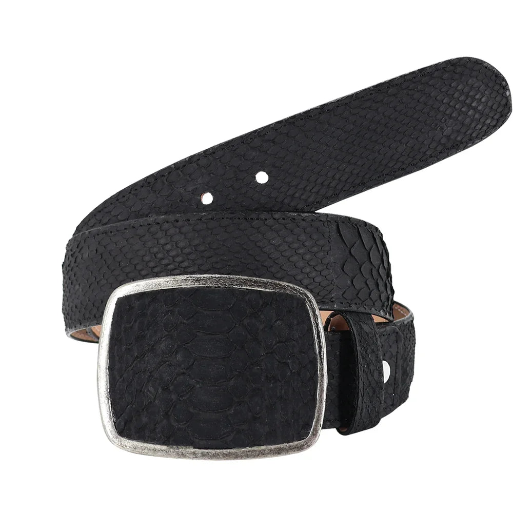 CINTO HOMBRE PITÓN NEGRO NOBUCK